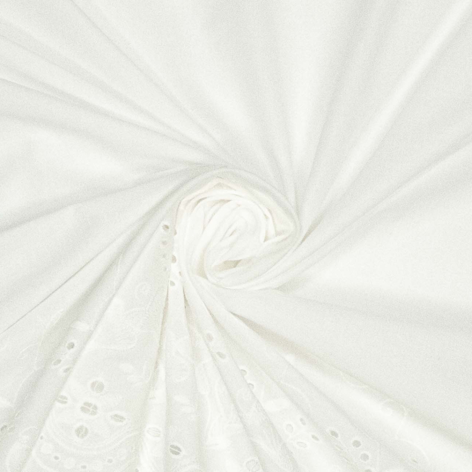 Tissu voile de coton broderie bordure Fibre Mood, blanc