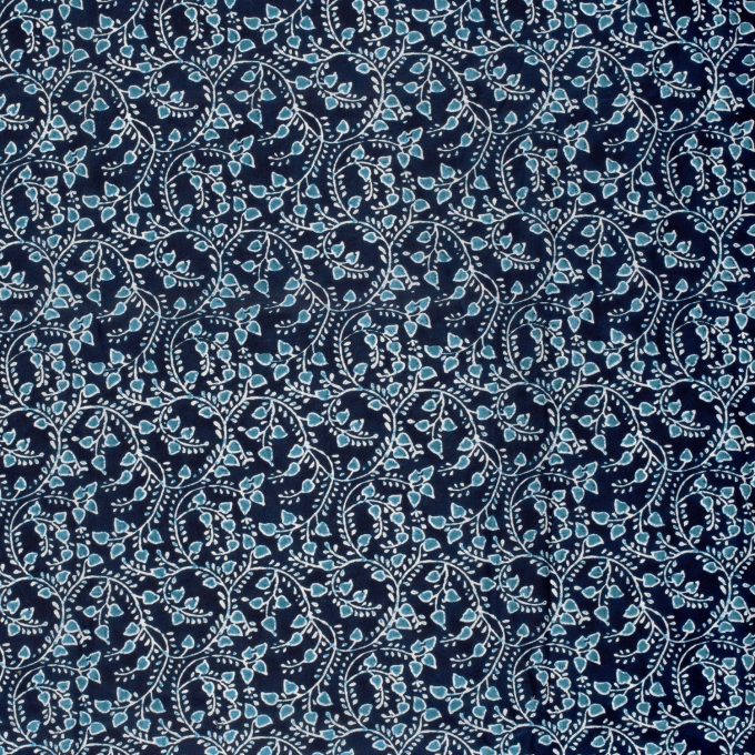 Tissu voile de coton Branches d’arbres Twigs, bleu marine