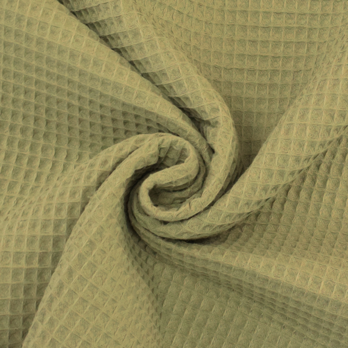Tissu nid d'abeille gaufré, vieux vert