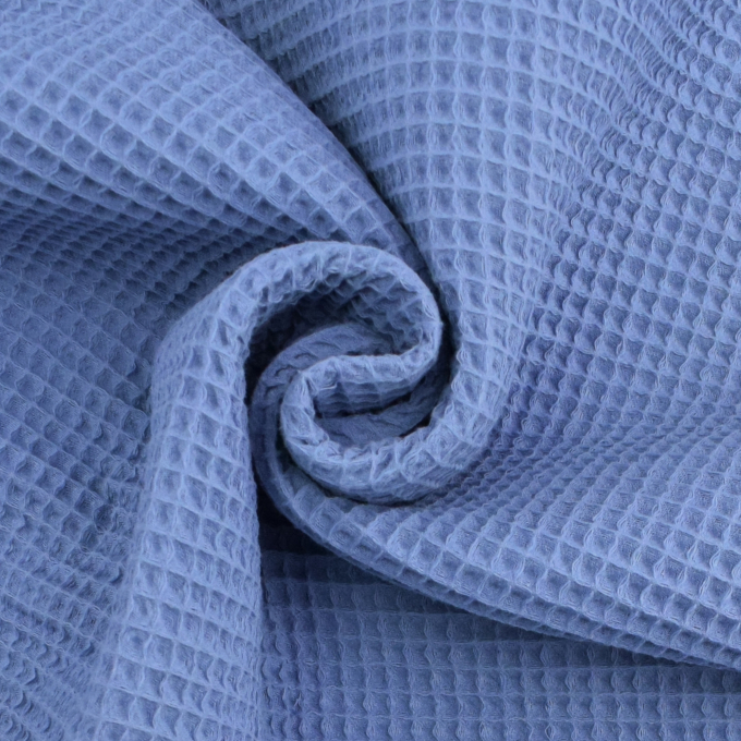 Tissu nid d'abeille gaufré, bleu denim
