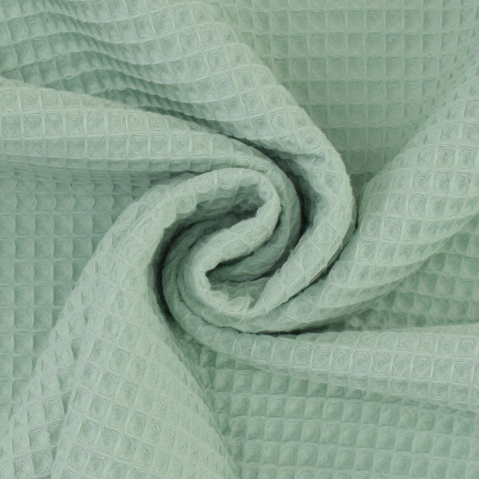 Tissu nid d'abeille gaufré, menthe