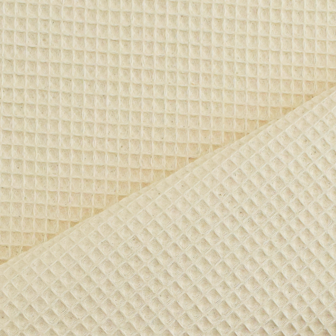 Tissu nid d'abeille gaufré, blanc nature