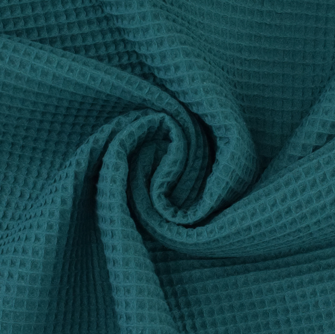 Tissu nid d'abeille gaufré, bleu pétrole