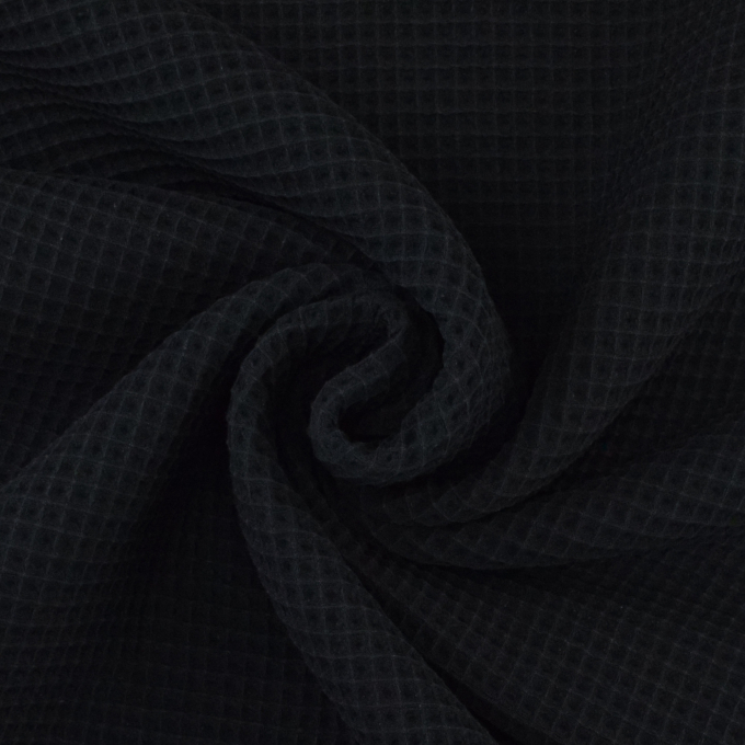 Tissu nid d'abeille gaufré, noir