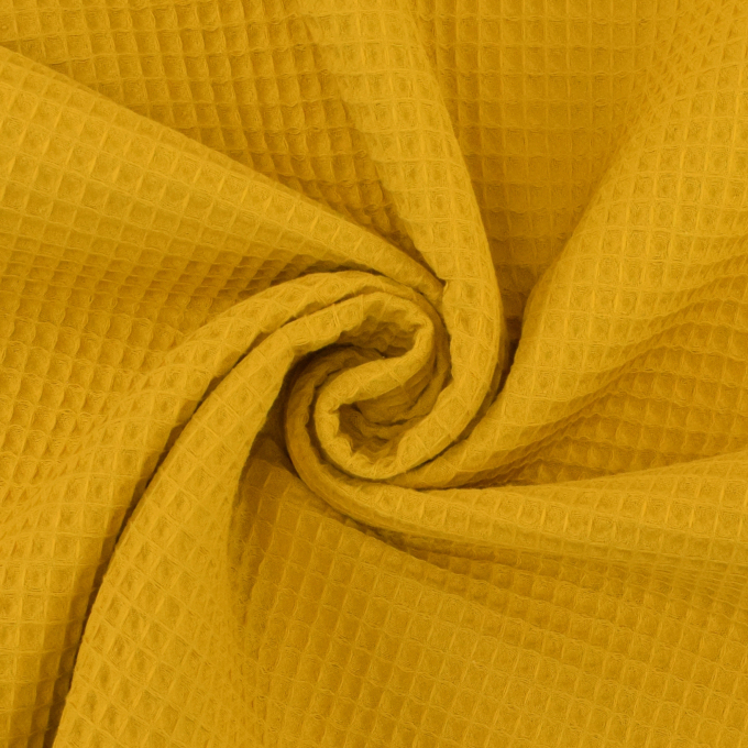 Tissu nid d'abeille gaufré, moutarde