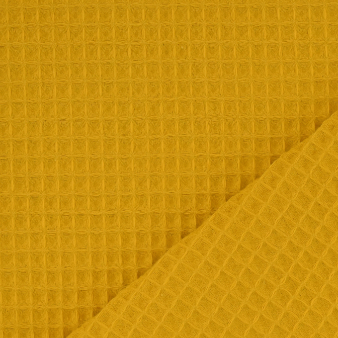 Tissu nid d'abeille gaufré, moutarde