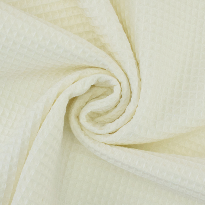 Tissu nid d'abeille gaufré, blanc cassé