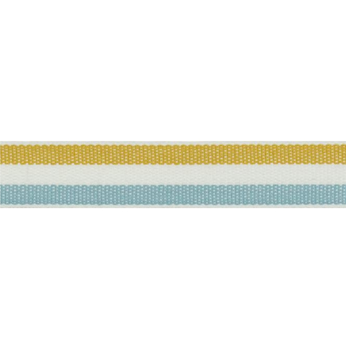Cotton Ribbon stripes 15 mm, lichtblauw- mosterdgeel