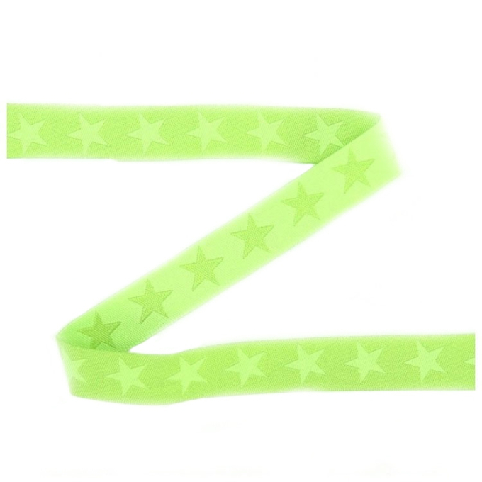 Ruban tissu coton, 1,5cm, étoiles, bande de coton, vert
