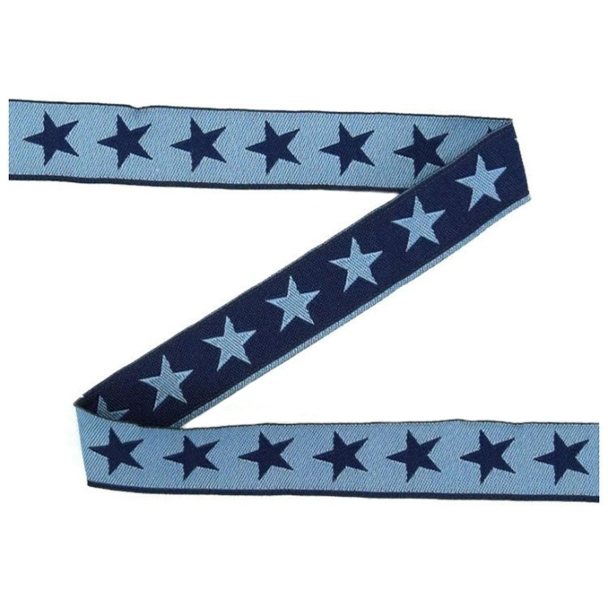 Baumwollband Sterne, taubenblau