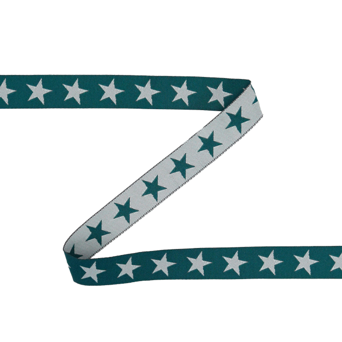 Cotton ribbon two-tone stars, teal