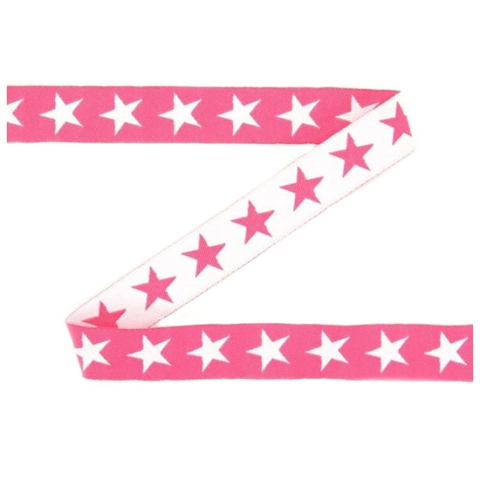 Ruban tissu coton, 1,5cm, étoiles, bande de coton, rose fuchsia