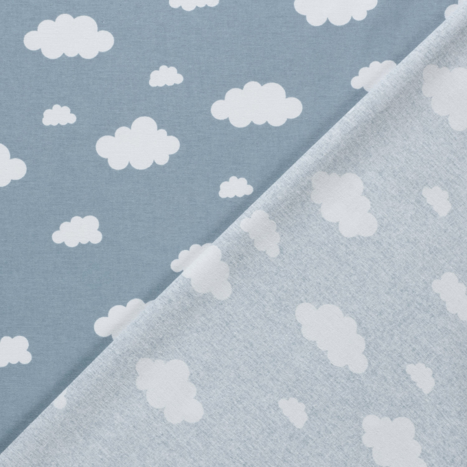 Baumwollflanell Clouds, blau