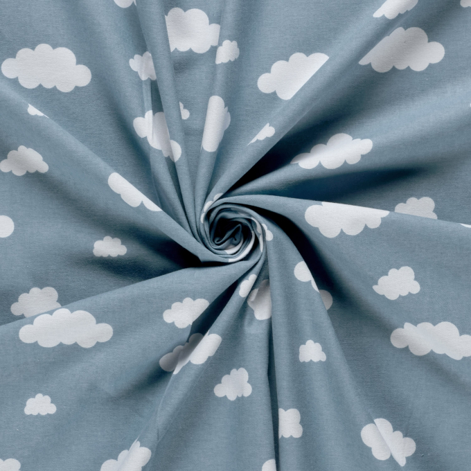 Baumwollflanell Clouds, blau