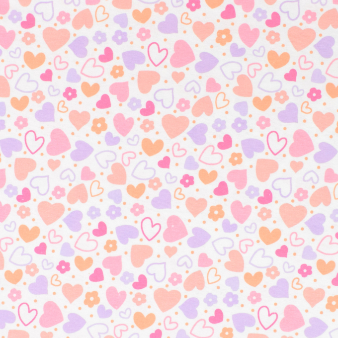 Cotton flannel Color Hearts, off white