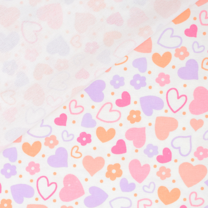 Cotton flannel Color Hearts, off white