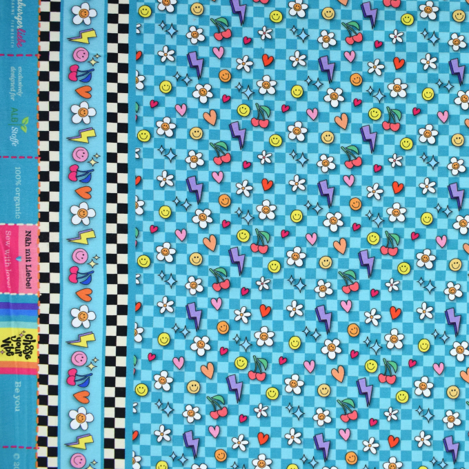 Katoenjersey Albstoffe Hamburger Liebe Choose your Vibe Be You, turquoise