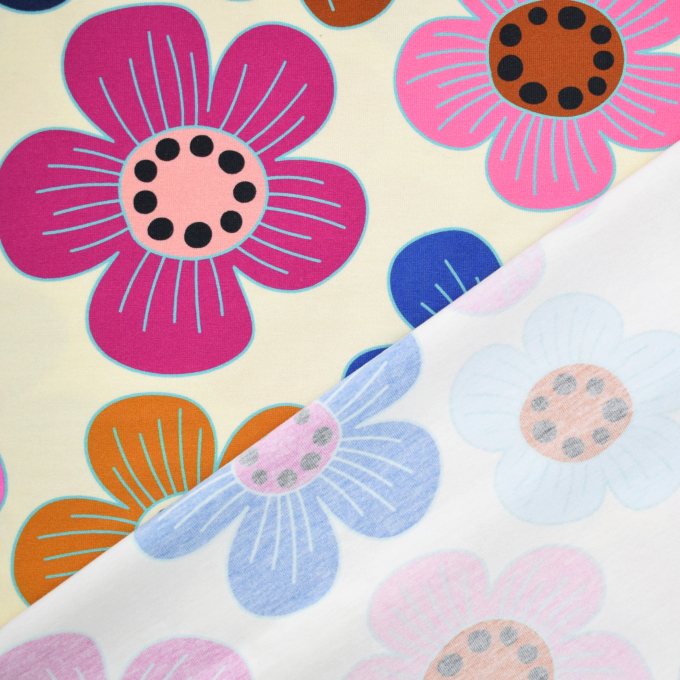 Tissu jersey coton bio Albstoffe Hamburger Liebe Hand on Heart Grow, blanc vanille