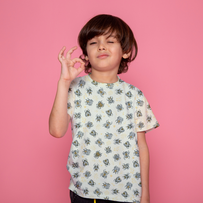 Tissu jersey coton bio Albstoffe Hamburger Liebe Beetles & Bugs Tickle, blanc vanille