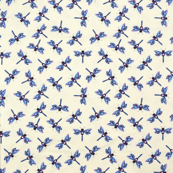 Baumwolljersey Albstoffe Hamburger Liebe Beetles & Bugs Dragonfly, vanille