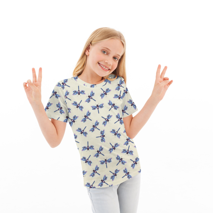 Baumwolljersey Albstoffe Hamburger Liebe Beetles & Bugs Dragonfly, vanille