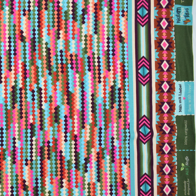 Cotton jersey Albstoffe Hamburger Liebe Western Fairy Tales Tracks, turquoise