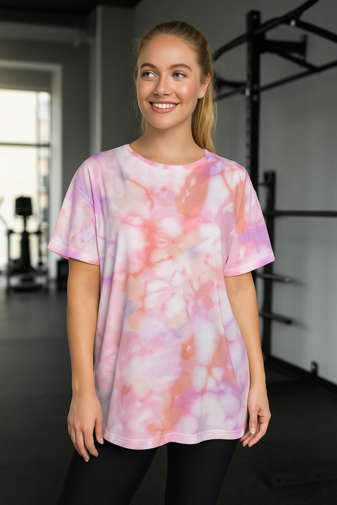 Tissu jersey de coton batik, rose fuchsia