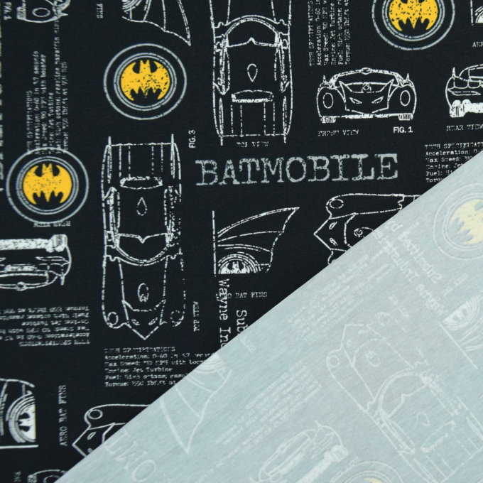 Katoenjersey Batman Batmobile, zwart