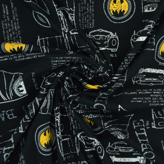 Katoenjersey Batman Batmobile, zwart