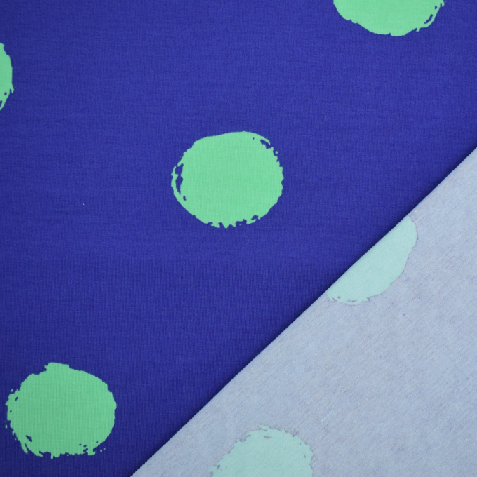 Tissu jersey de coton à pois Big Dots, pourpre bleu