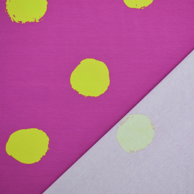 Tissu jersey de coton à pois Big Dots, rouge magenta