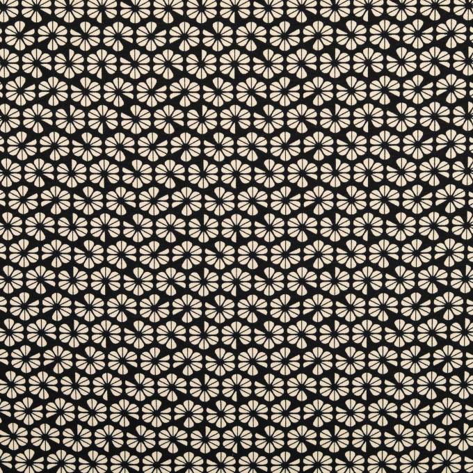 Tissu jersey de coton Fleurs, noir