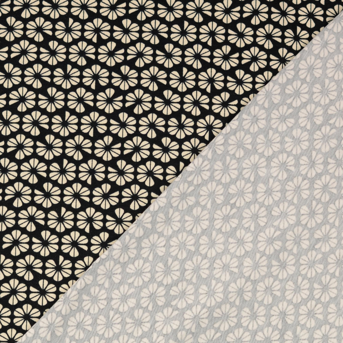 Tissu jersey de coton Fleurs, noir