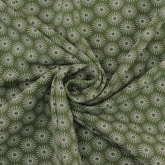 Katoenjersey bloemenparasol, olijfgroen