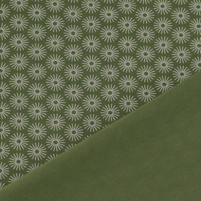 Katoenjersey bloemenparasol, olijfgroen
