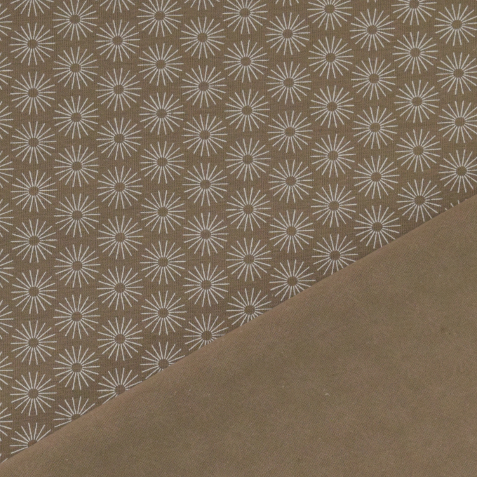 Tissu jersey de coton fleurs parapluies, taupe