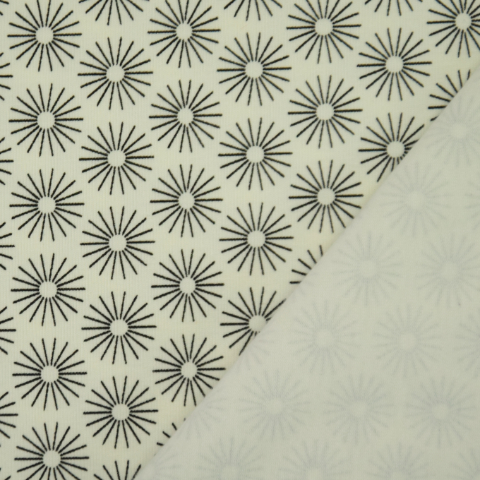 Tissu jersey de coton fleurs parapluies, blanc cassé
