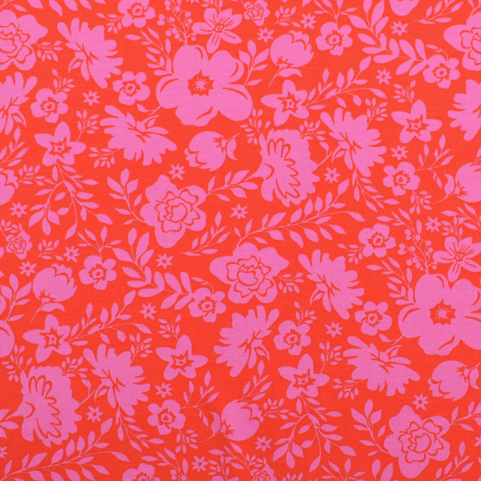 Katoenjersey flowers dream, rood
