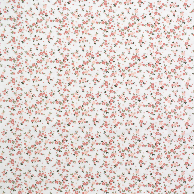 Tissu jersey de coton prairie fleurie, blanc cassé