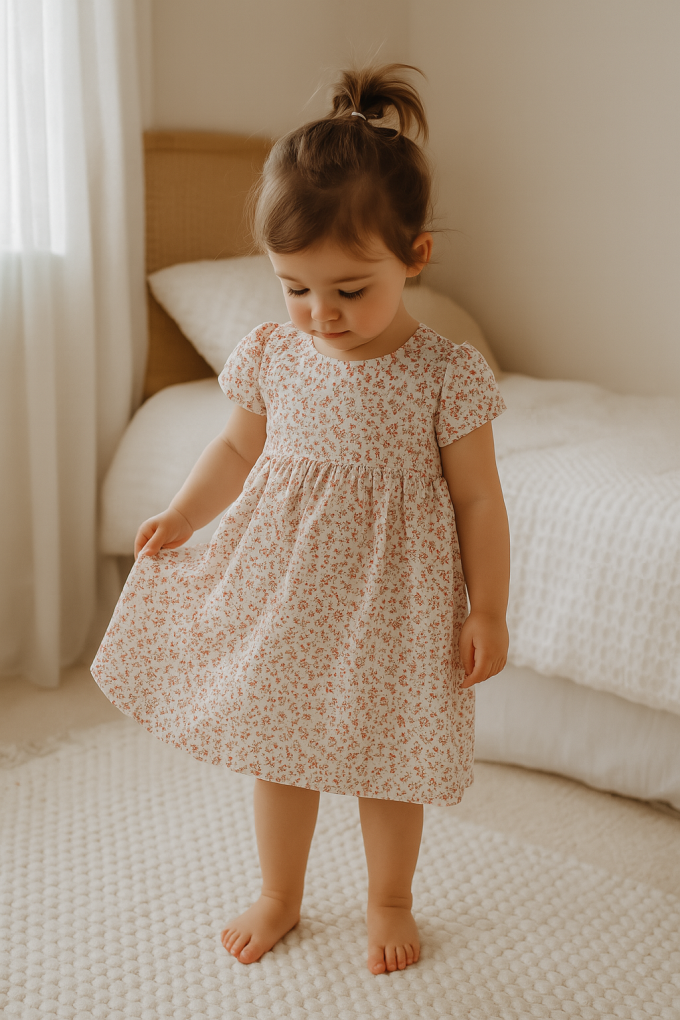 Tissu jersey de coton prairie fleurie, blanc cassé