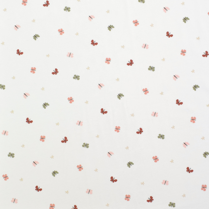 Tissu jersey de coton Butterflies, blanc cassé