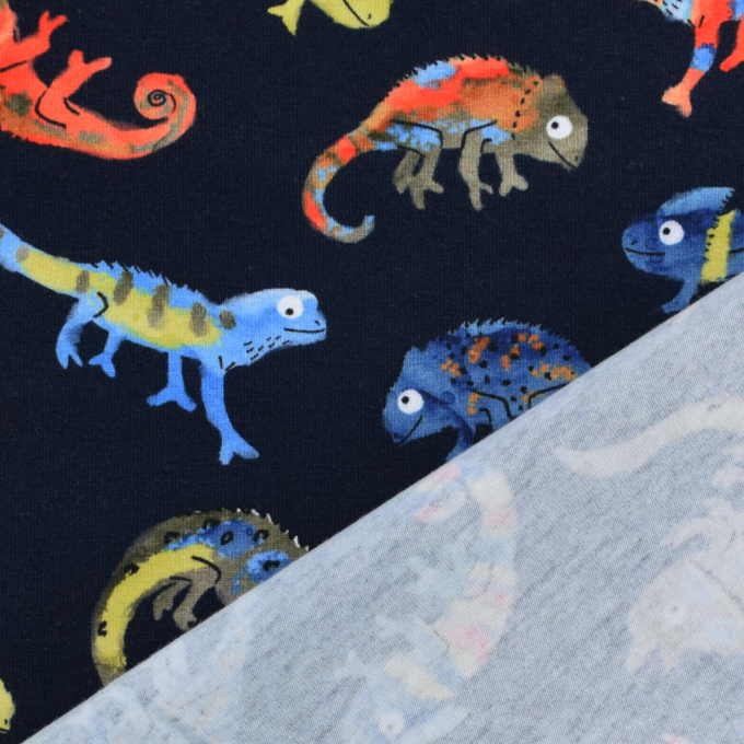 Tissu jersey de coton Caméléon, bleu marine