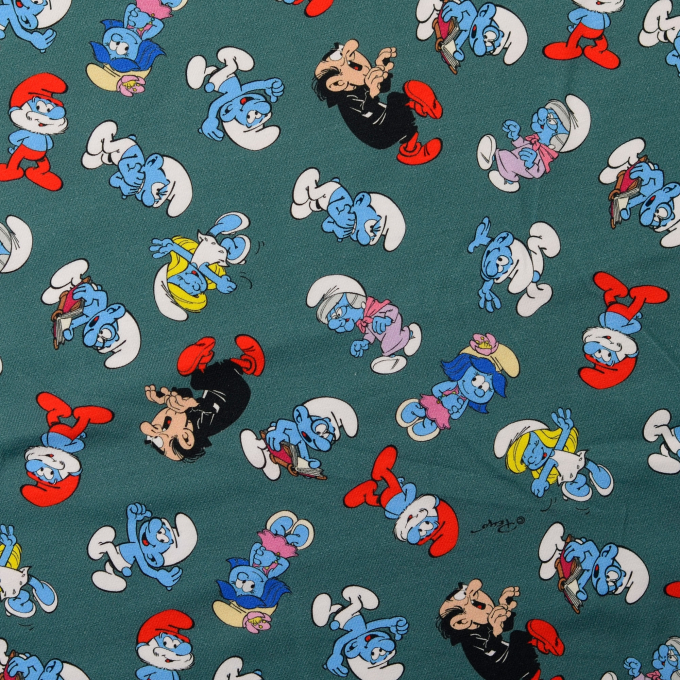 Baumwolljersey Die Schlümpfe, blasspetrol