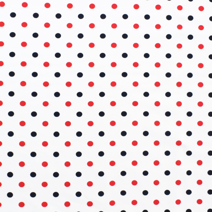 Katoenjersey Dots, wit-rood-marine