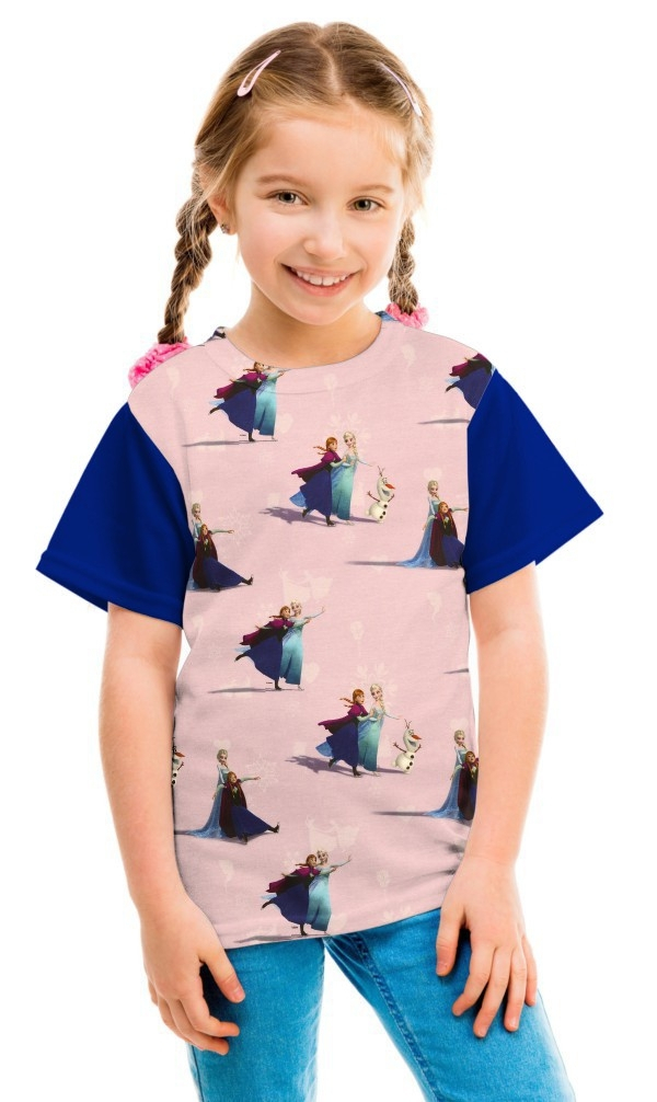 Tissu jersey de coton La Reine des neiges Elsa, impression numérique, rose