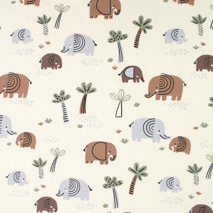 Katoenjersey elephants, vanille