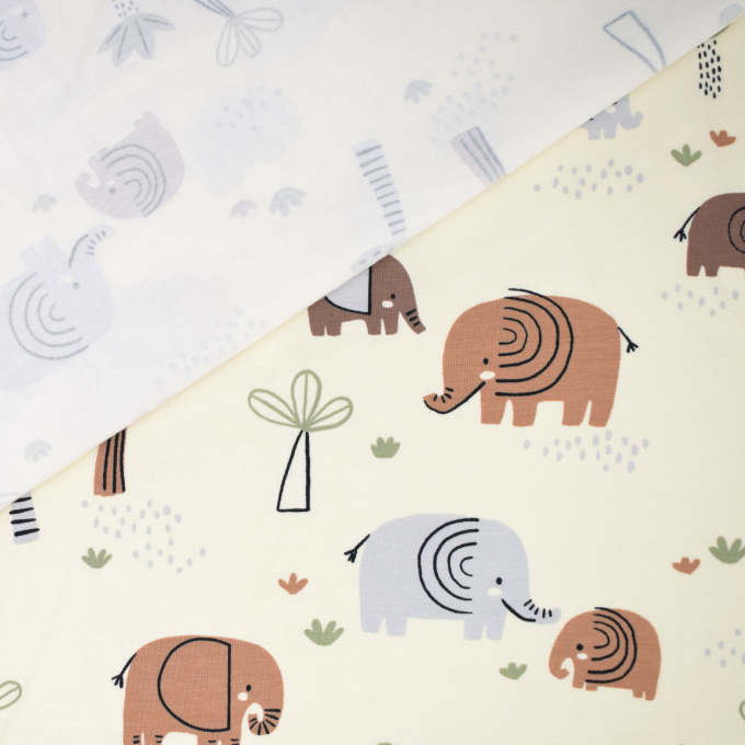 Katoenjersey elephants, vanille