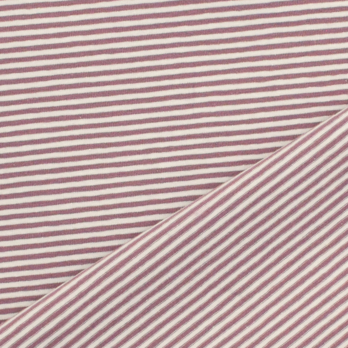 Tissu jersey de coton à rayures Emma, vieux lilas