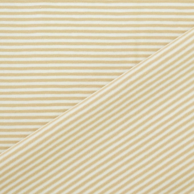 Tissu jersey de coton à rayures Emma, beige