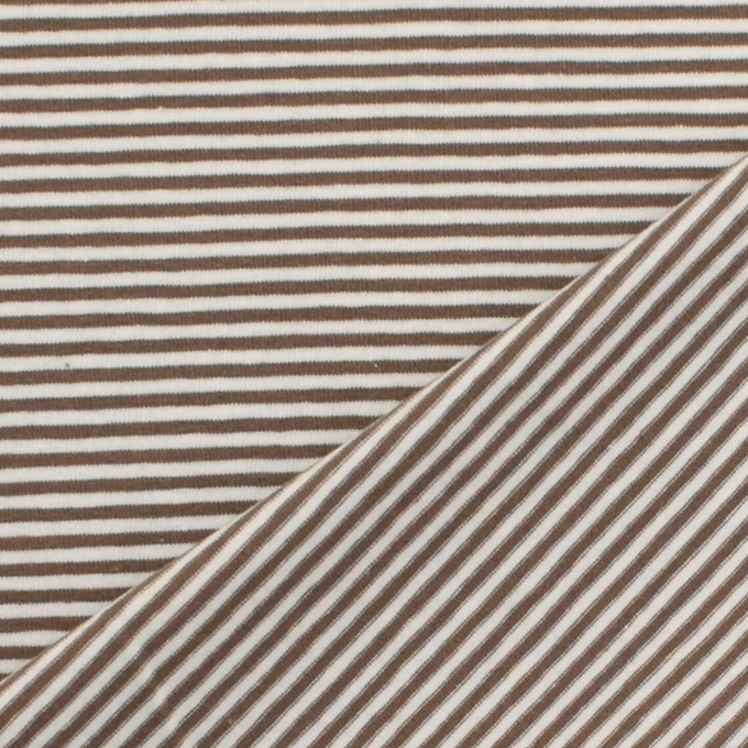 Tissu jersey de coton à rayures Emma, marron